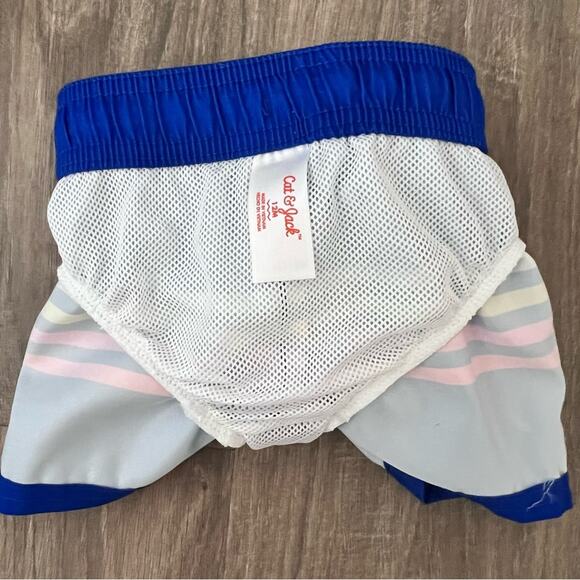 Cat & Jack Baby Boys Swim Shorts 12M Blue Stripe Board Trunks UPF 50+ Summer - Picture 5 of 7